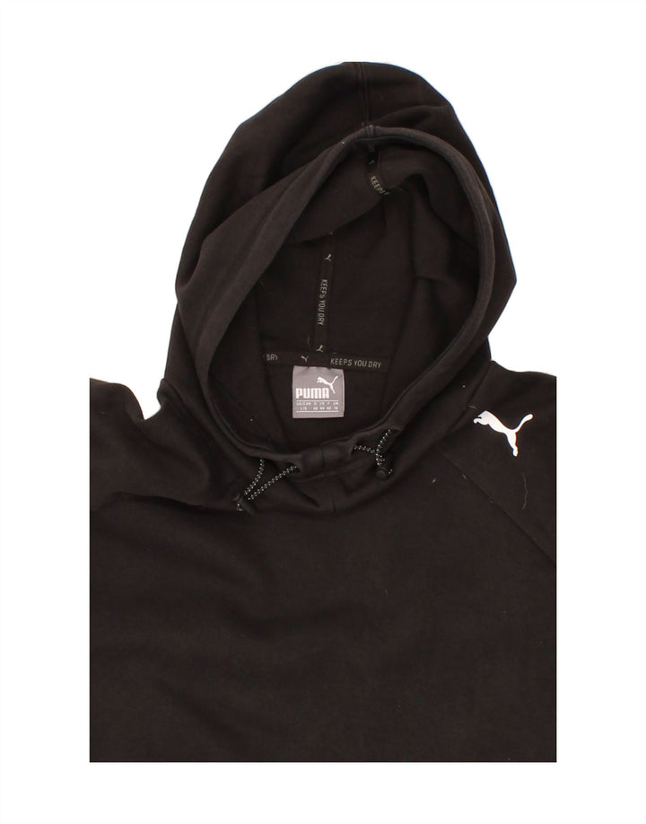 PUMA Womens Hoodie Jumper UK 14 Large Black Cotton Vintage Puma and Second-Hand Puma from Messina Hembry 