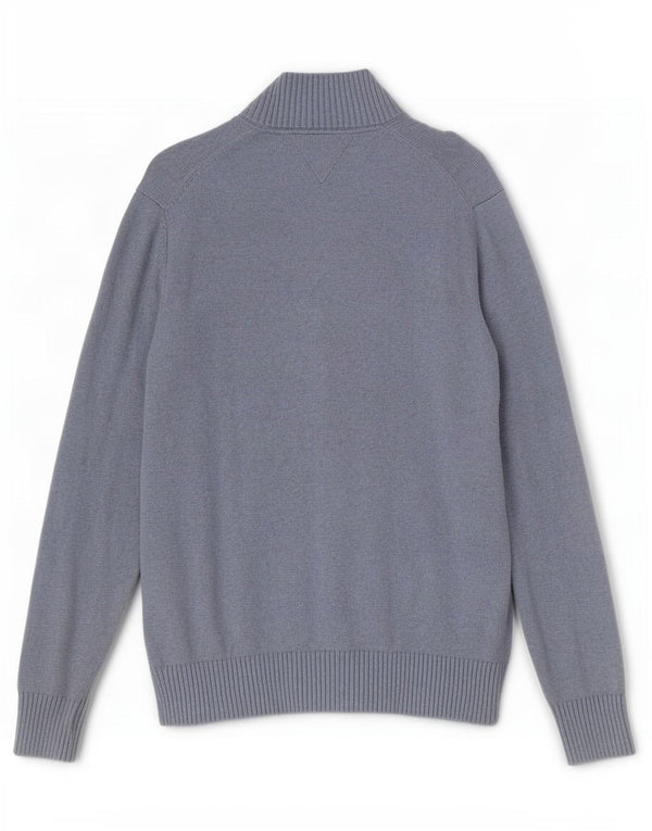 Tommy Hilfiger Suéter Cardigan Masculino Azul Médio Algodão Colorblock