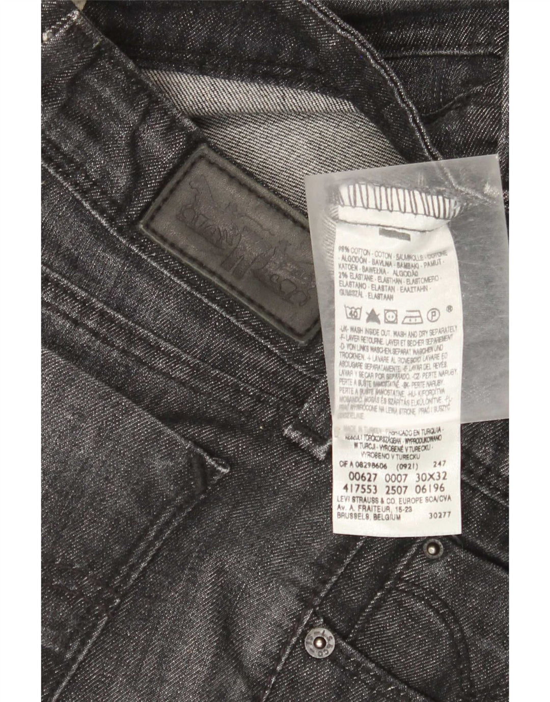 Calça jeans feminina Levi's 627 Straight W30 L29 cinza algodão