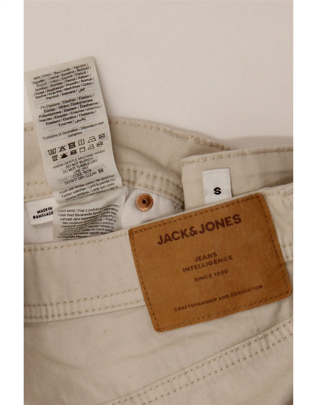 Shorts casuais masculinos Jack & Jones Regular pequeno W29 algodão bege
