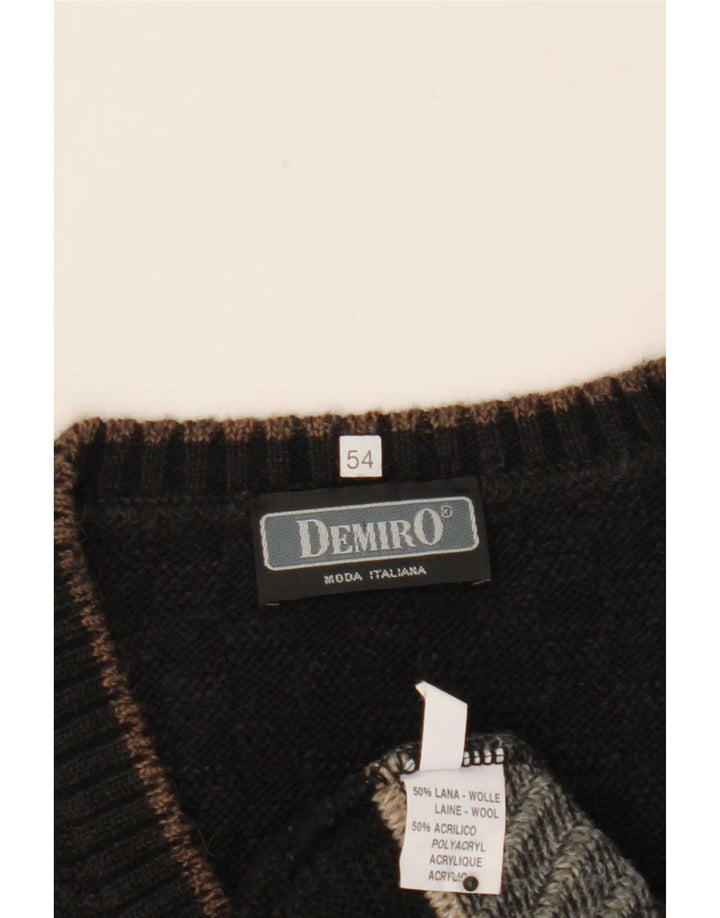 Suéter masculino Demiro com decote em V IT 54 XL lã geométrica multicolorida