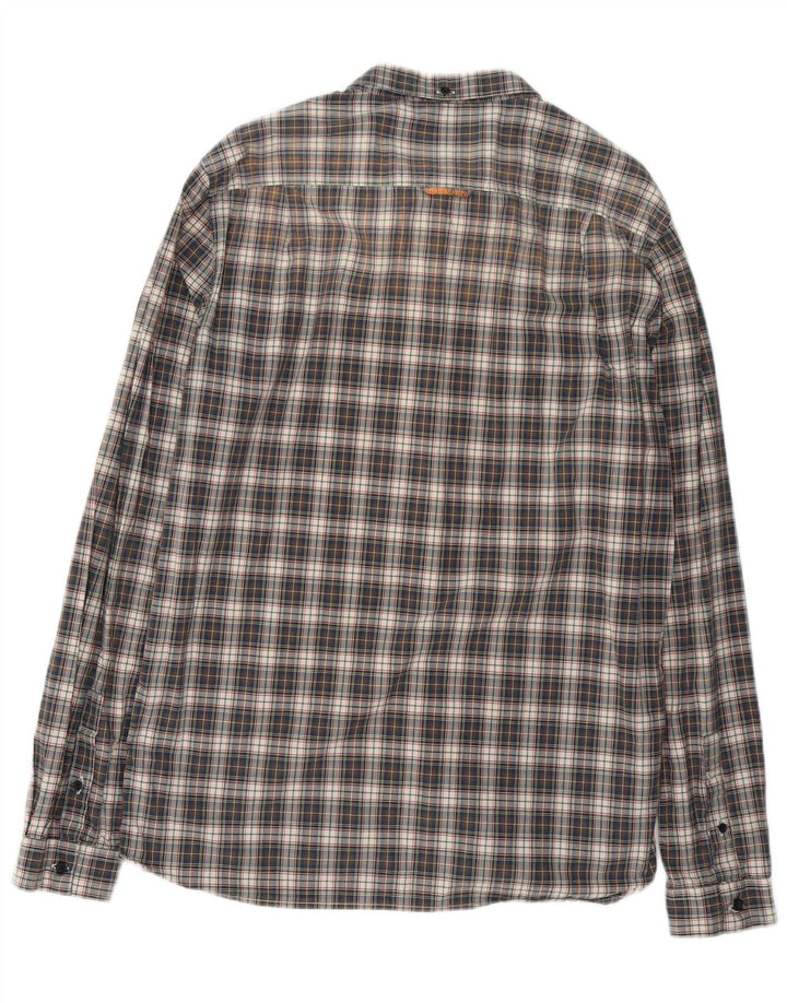 Camisa masculina Superdry 2XL algodão xadrez azul marinho