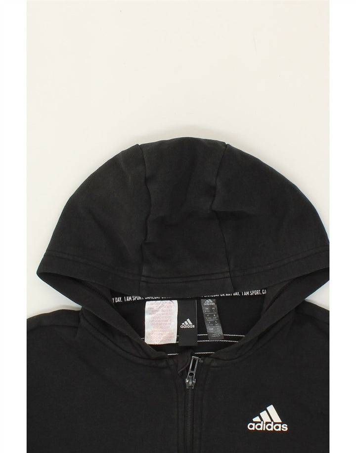 ADIDAS Boys Zip Hoodie Sweater 9-10 Years Black Cotton Vintage Adidas and Second-Hand Adidas from Messina Hembry 