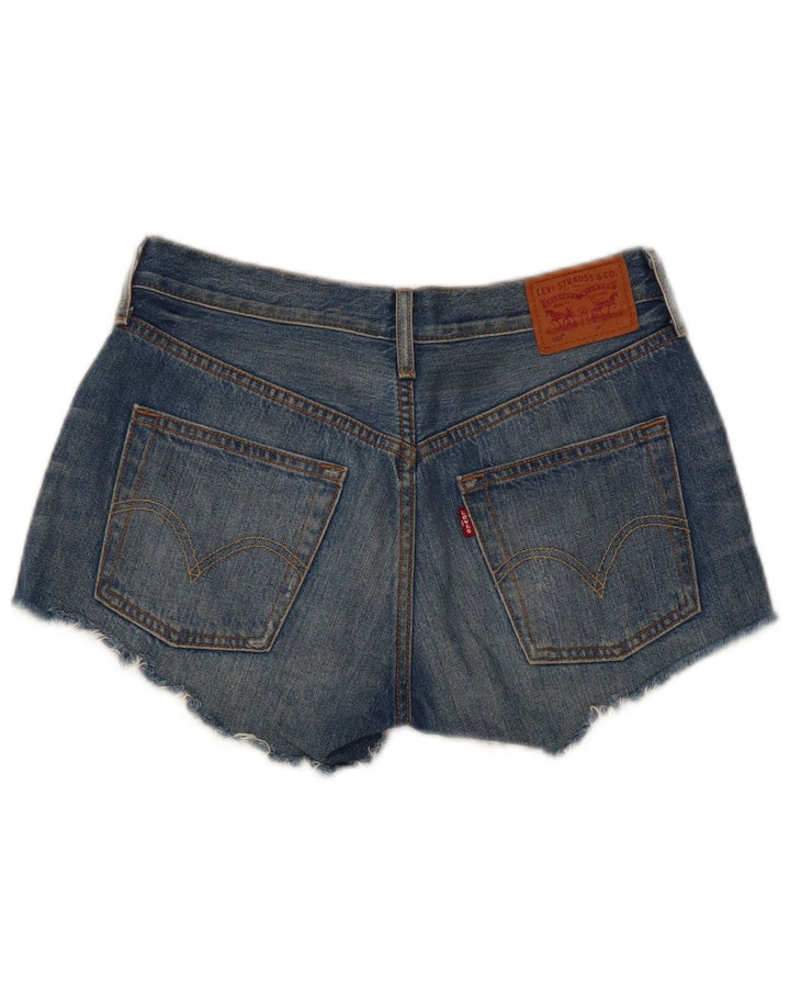 Shorts jeans feminino Levi's 501 desgastado W26 pequeno algodão azul