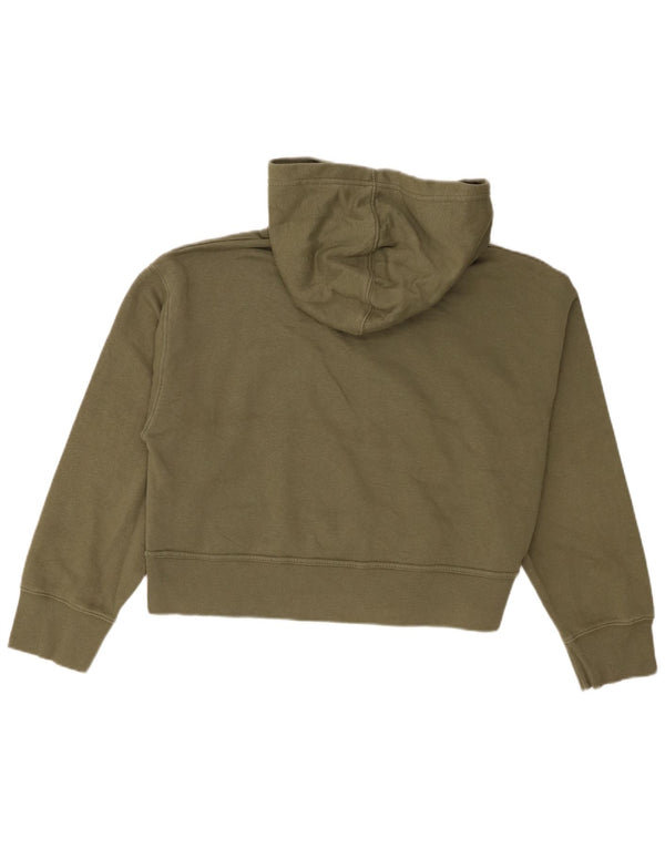 Zara Womens Crop Oversized Hoodie Jumper UK 14 Médio Algodão Verde