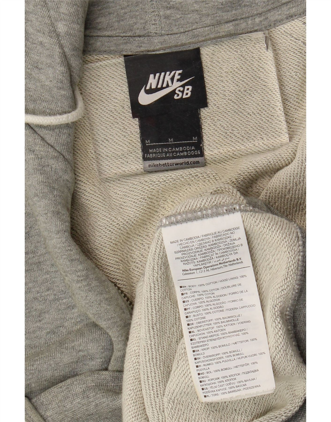 Suéter Nike masculino com capuz e zíper cinza médio algodão