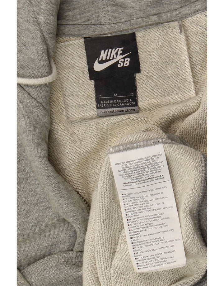 Suéter Nike masculino com capuz e zíper cinza médio algodão
