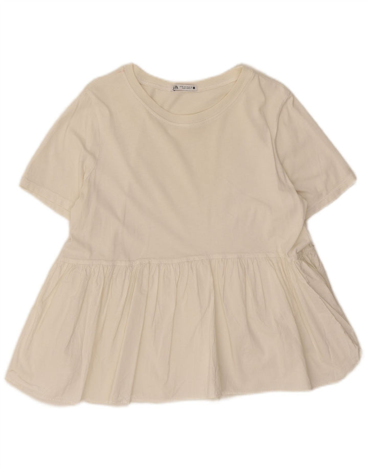 Camiseta feminina ZARA UK 12 médio branco
