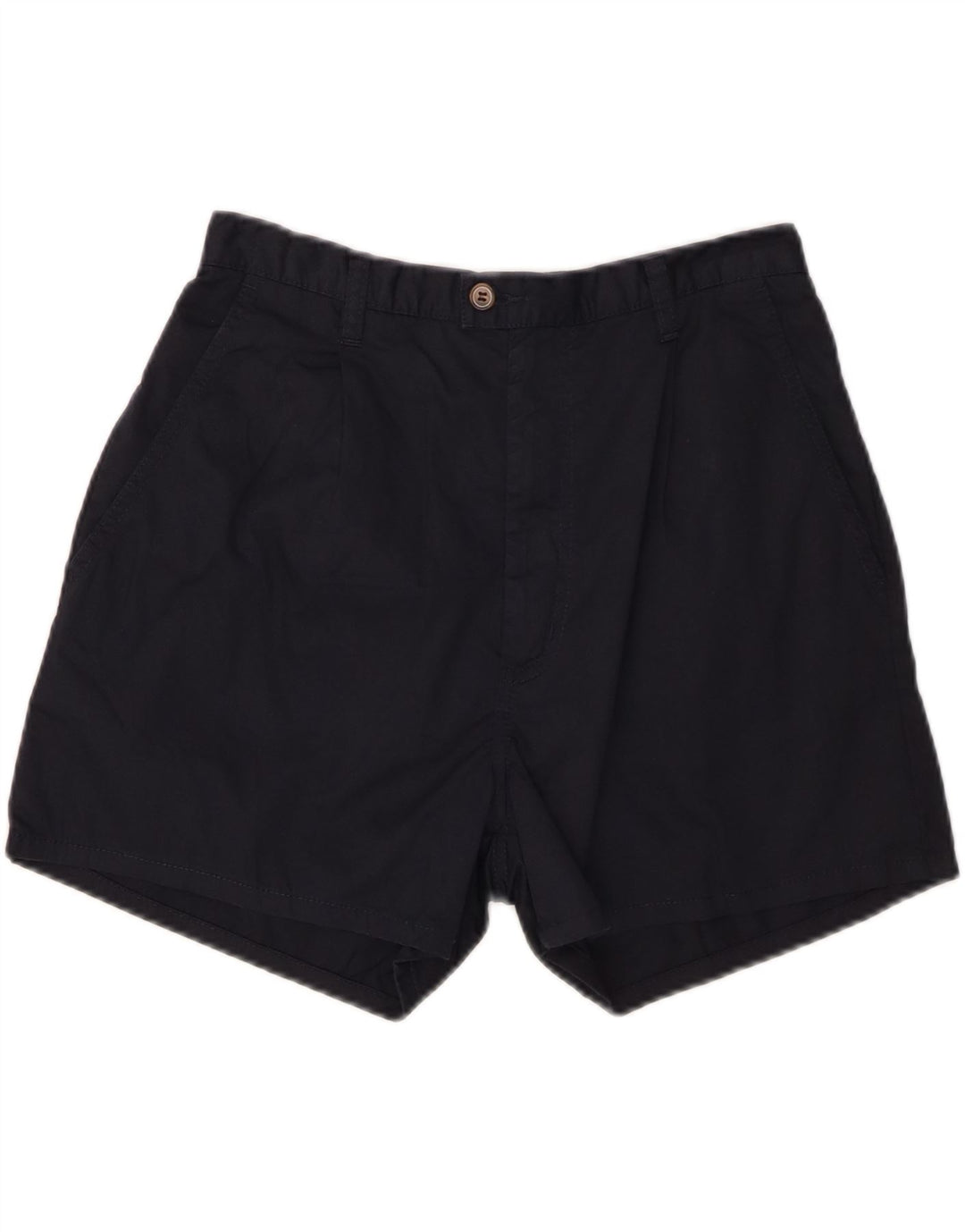 CROWN Mens Chino Shorts W32 Médio Algodão Azul Marinho