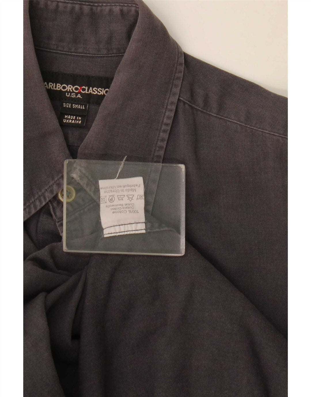 Camisa masculina Marlboro Classics pequena cinza algodão