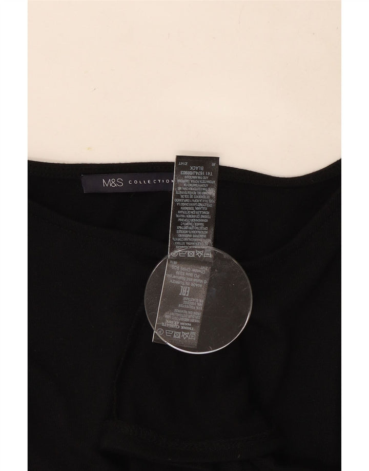 Top feminino Marks & Spencer manga 3/4 UK 12 poliéster preto médio