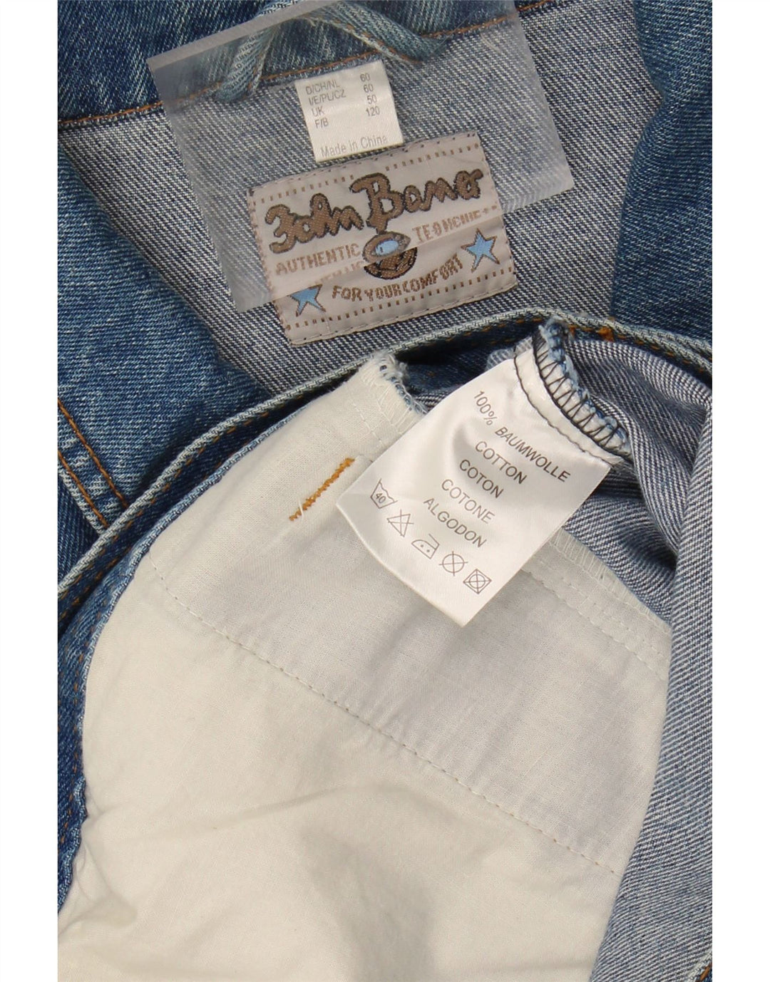 Jaqueta jeans masculina JOHN BANER UK 50 5XL algodão azul