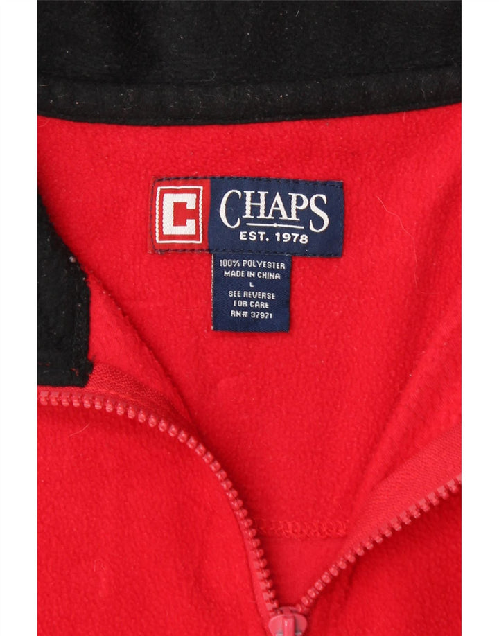 Suéter masculino de lã com zíper e gola CHAPS grande poliéster vermelho