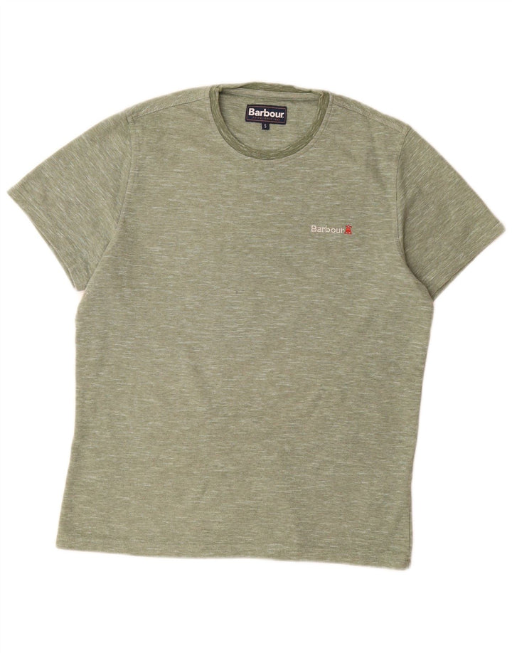 Camiseta masculina Barbour top pequeno algodão manchado verde