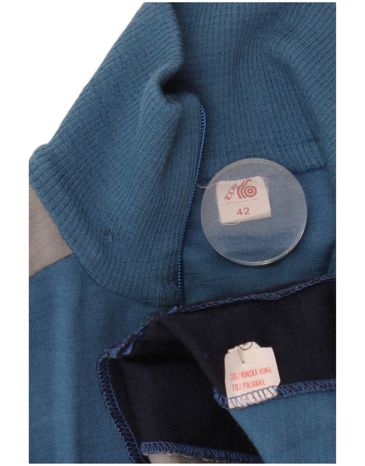 Jaqueta de treino masculina vintage UK 42 grande bloco colorido azul