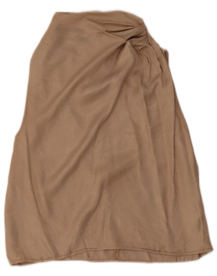 Blusa feminina sem mangas ZARA UK 10 pequena viscose bege