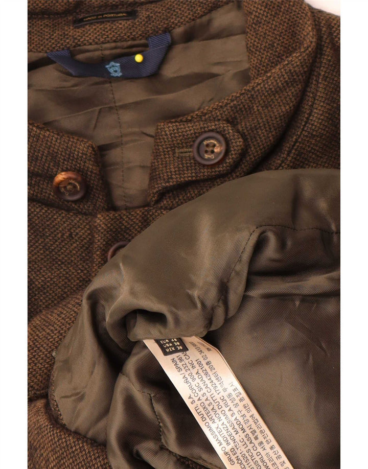 Jaqueta masculina acolchoada Massimo Dutti EU 48 algodão manchado marrom médio