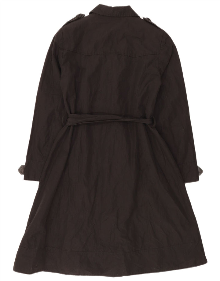 Casaco impermeável feminino Laura Ashley Reino Unido 14 algodão preto médio