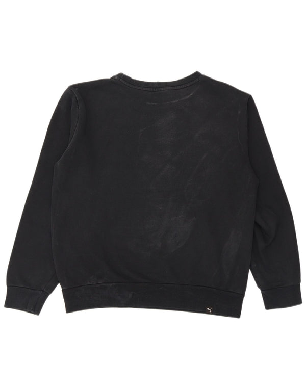 Puma Mens Graphic Moletom Jumper Pequeno Algodão Preto