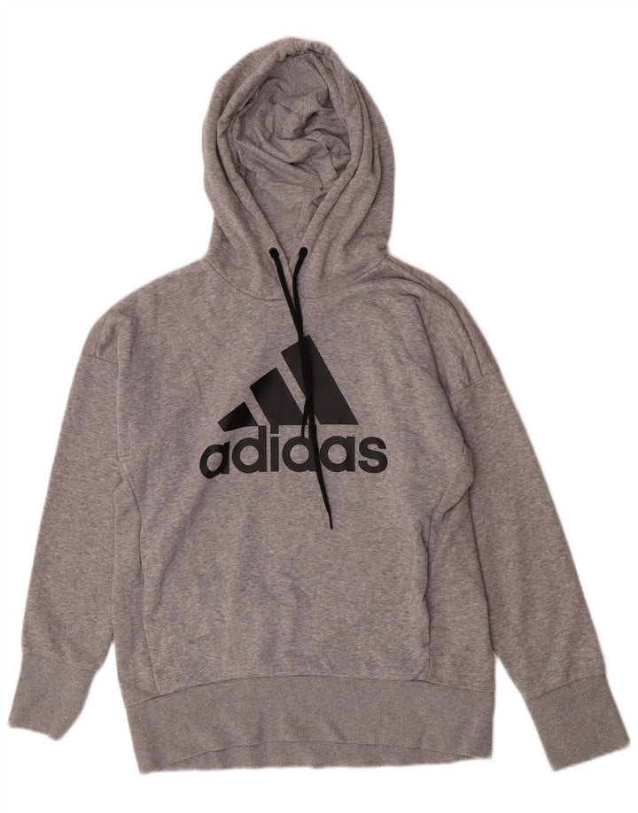 Adidas feminino gráfico moletom jumper reino unido 8/10 pequeno cinza manchado
