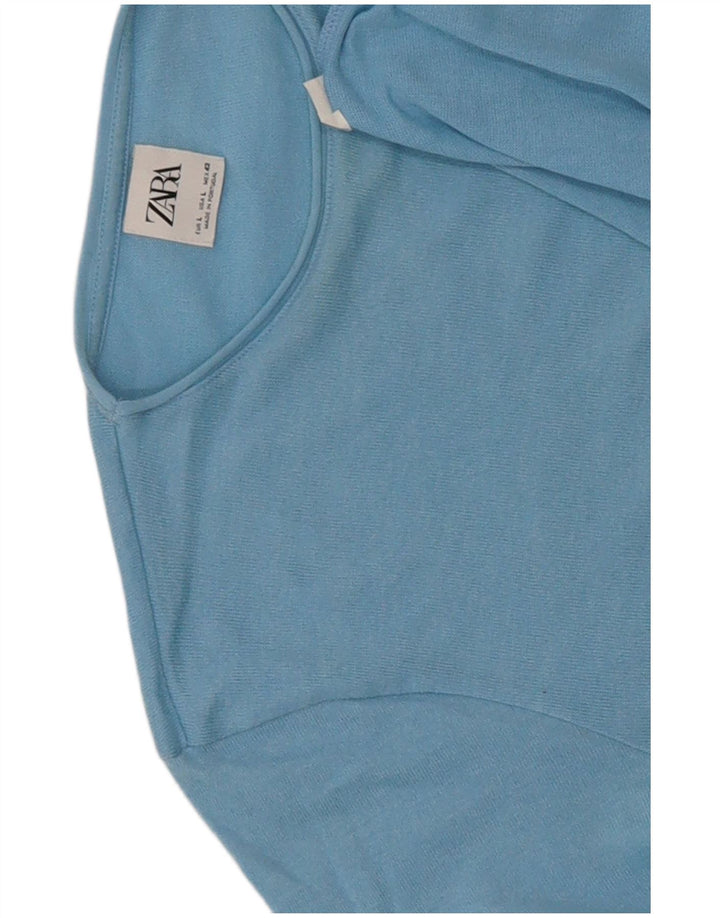 Zara Suéter masculino com gola redonda grande azul