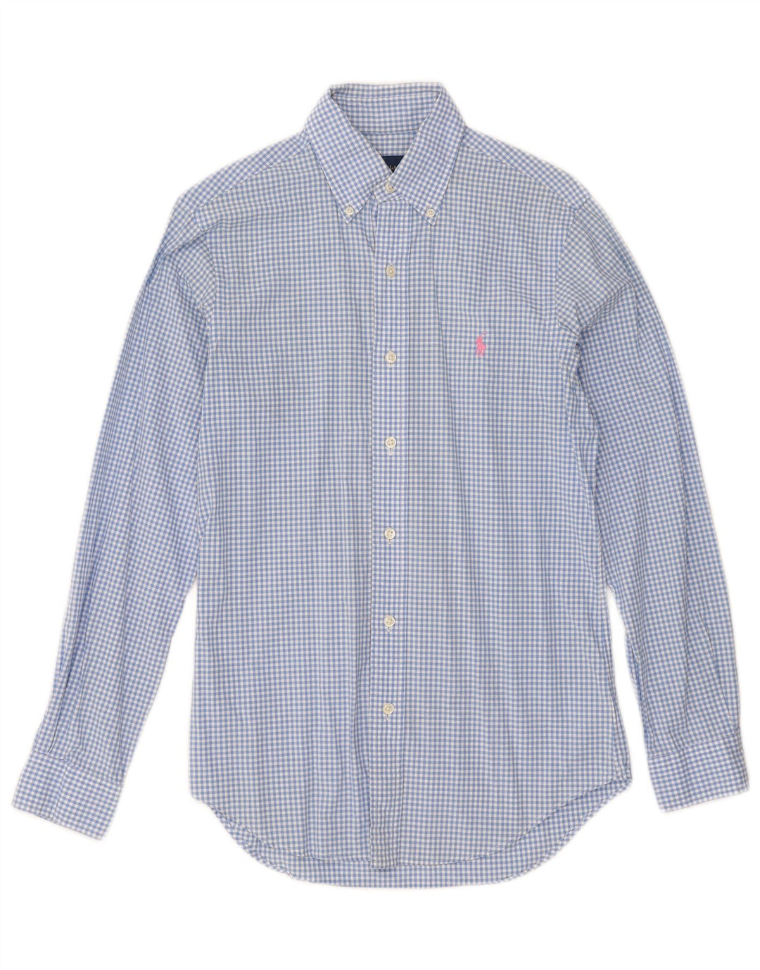 Camisa masculina Ralph Lauren XS azul algodão guingão