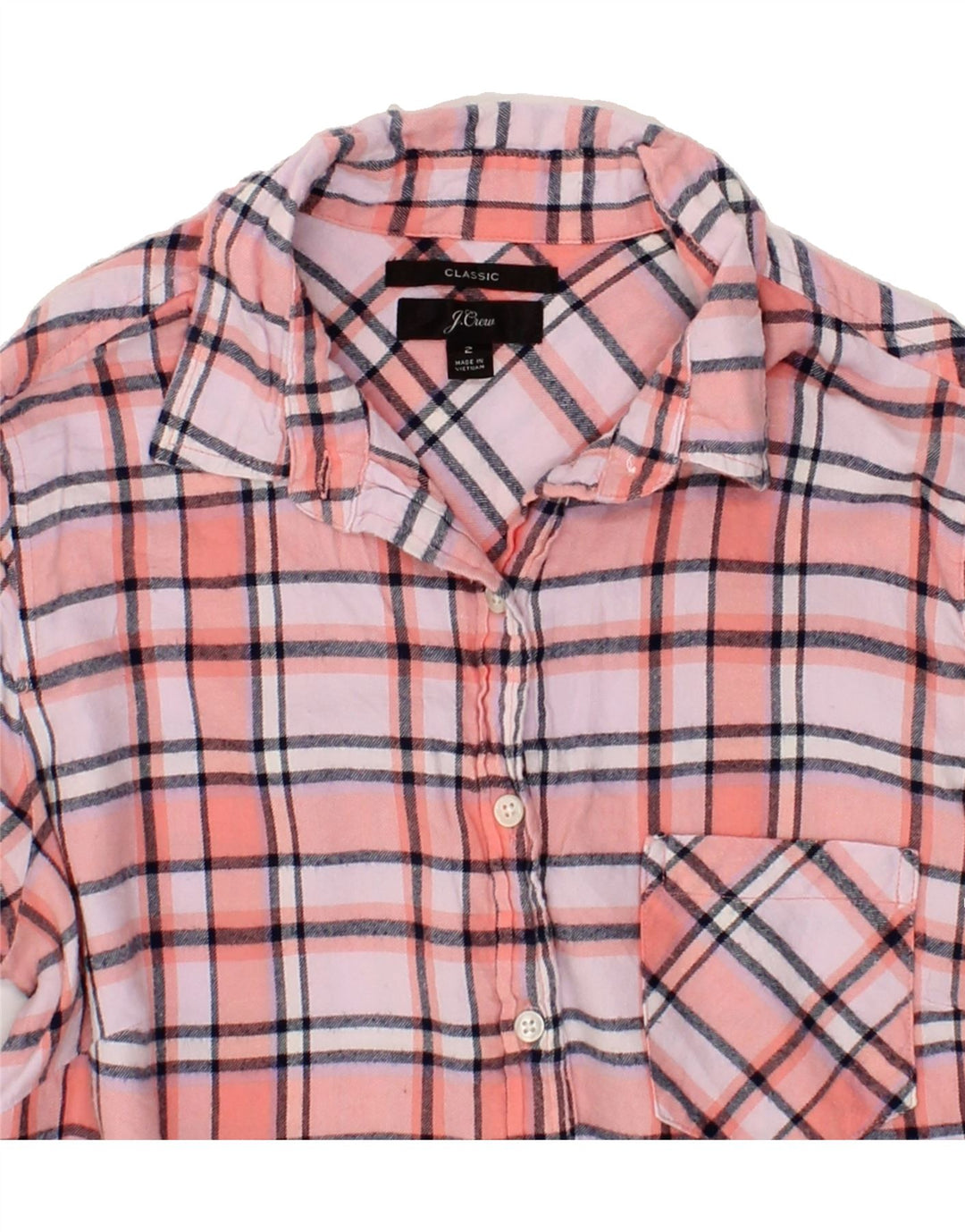 J. CREW Womens Classic Pullover Flannel Shirt US 2 XS Pink Check Cotton Vintage J. Crew and Second-Hand J. Crew from Messina Hembry 