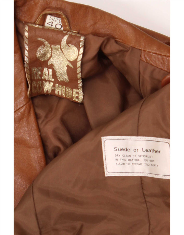 Jaqueta blazer masculina vintage de couro com 2 botões Reino Unido 40 grande marrom