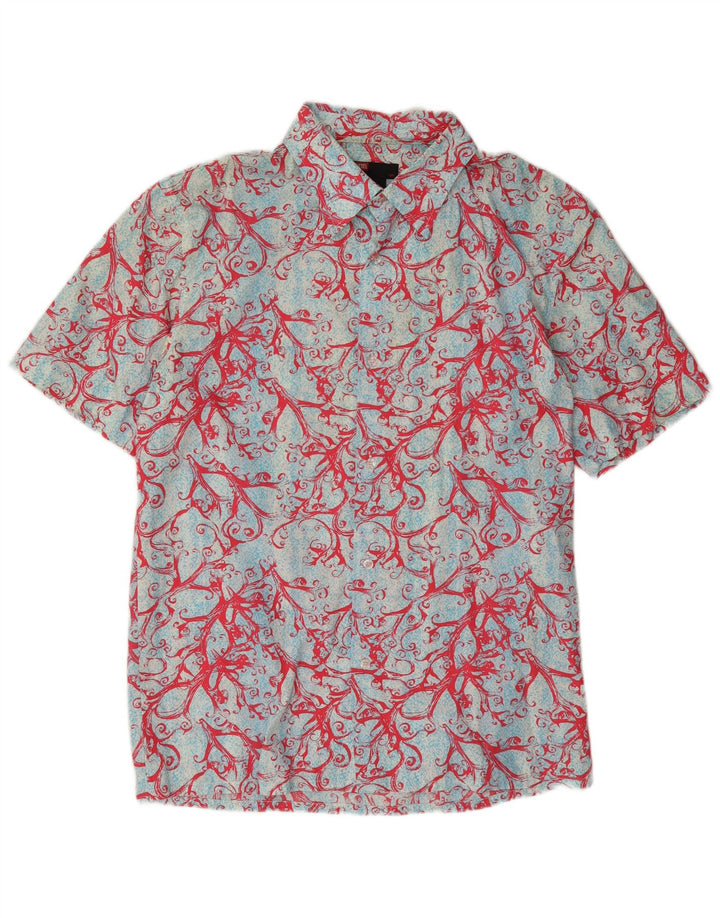 Diesel Mens Abstract Pattern Camisa de manga curta grande azul