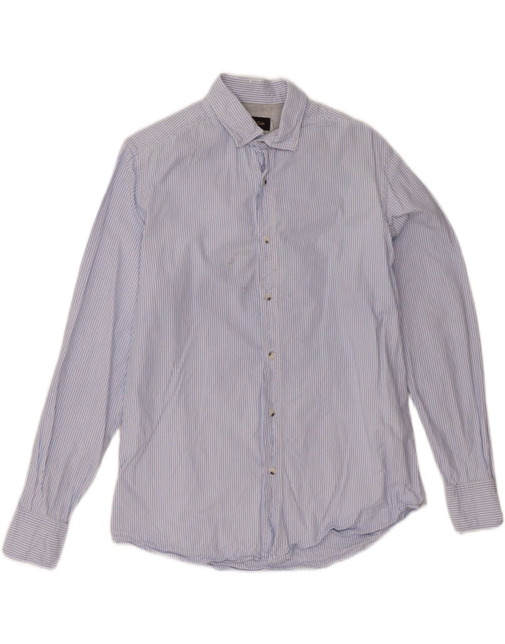 Camisa masculina MASSIMO DUTTI risca de giz azul médio