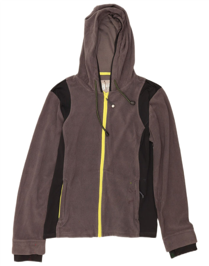 Jaqueta de lã com capuz feminina BKE UK 14 poliéster Colourblock cinza médio