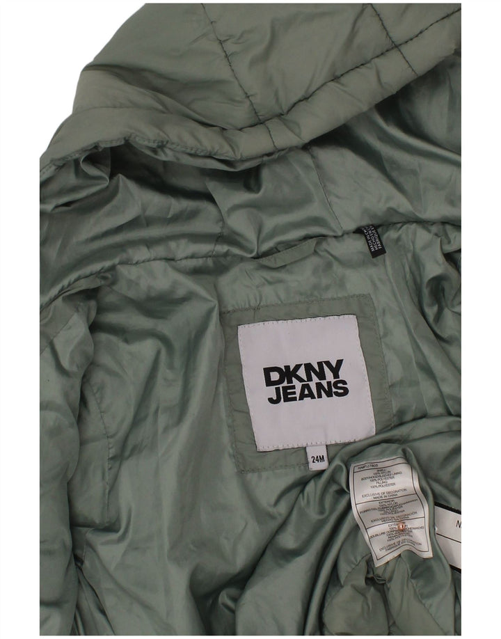 Jaqueta acolchoada com capuz para meninas DKNY 18-24 meses nylon verde