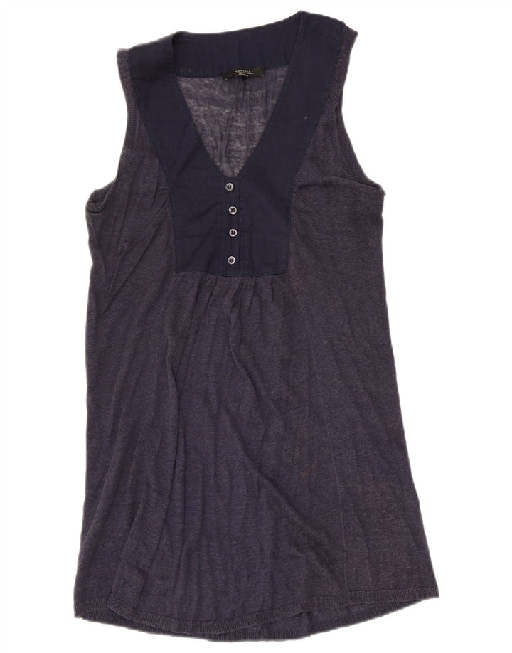 Colete de fim de semana feminino Max Mara Top UK 8 pequeno azul marinho