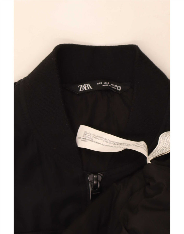 Zara Mens Loose Fit Bomber Jacket UK 36 Pequeno Poliéster Preto