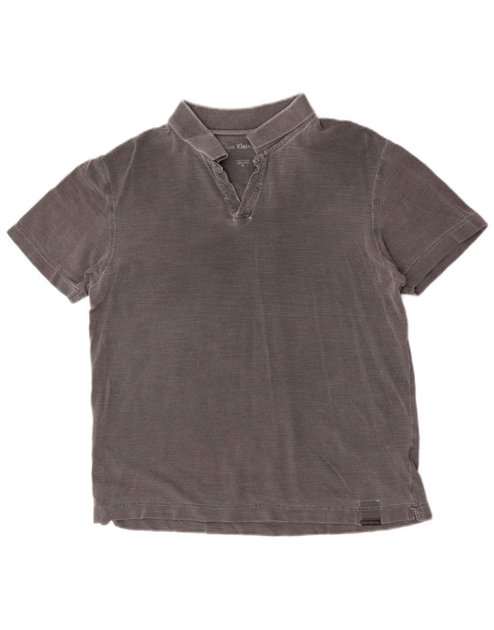 Camisa polo masculina Calvin Klein Jeans algodão cinza médio