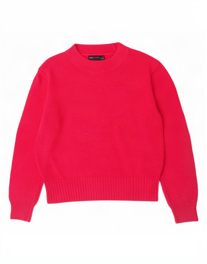 Suéter feminino Marks & Spencer com gola tartaruga Reino Unido 12 algodão rosa médio