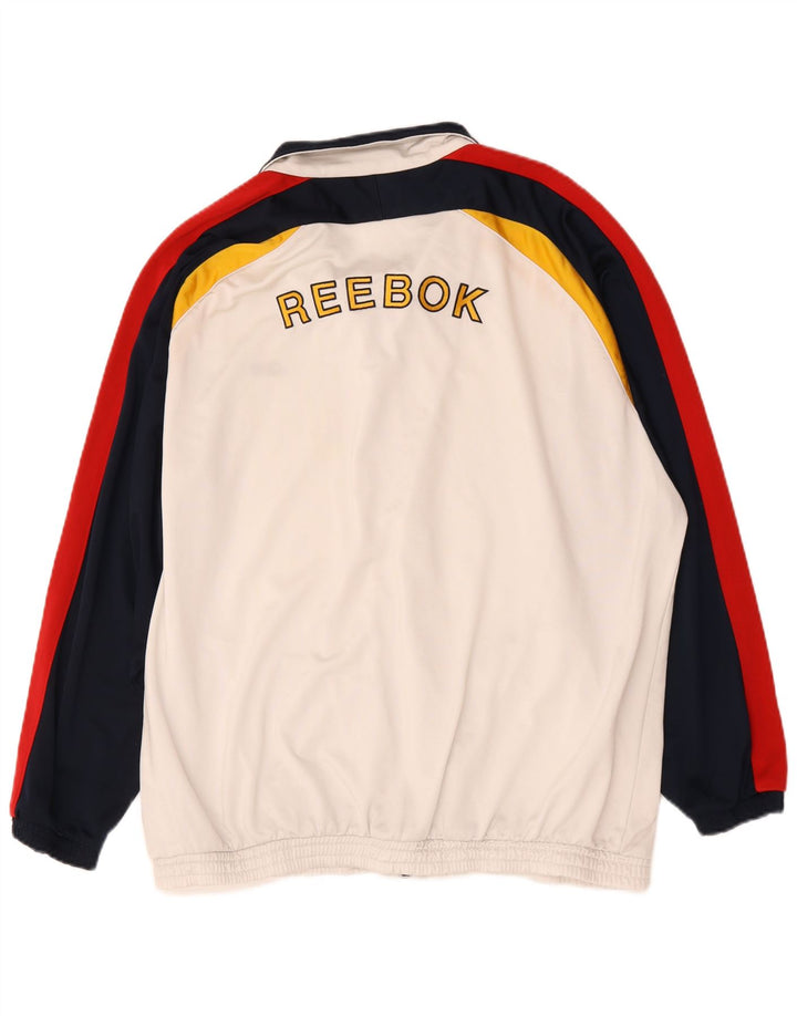 Jaqueta masculina Reebok Graphic Loose Fit agasalho grande bloco colorido branco