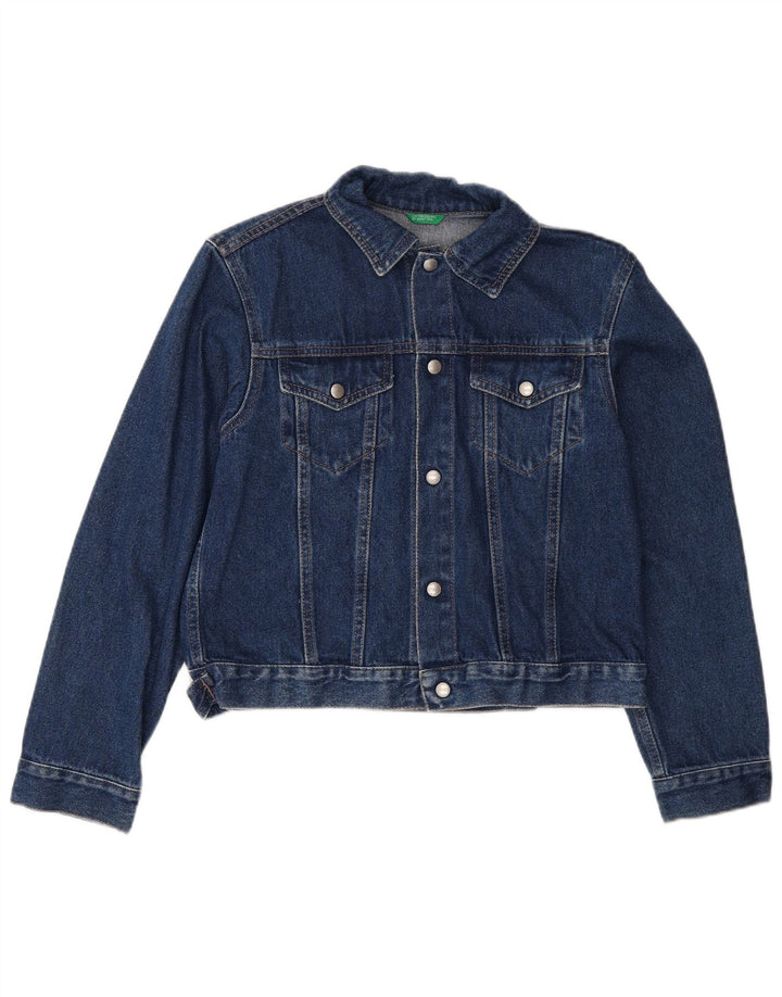 Jaqueta jeans Benetton Boys 9-10 anos grande algodão azul