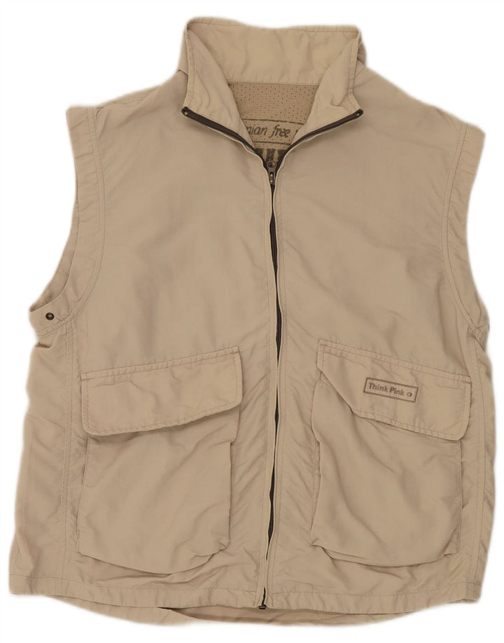 Think Pink Mens Utility Gilet IT 50 Grande Nylon Bege