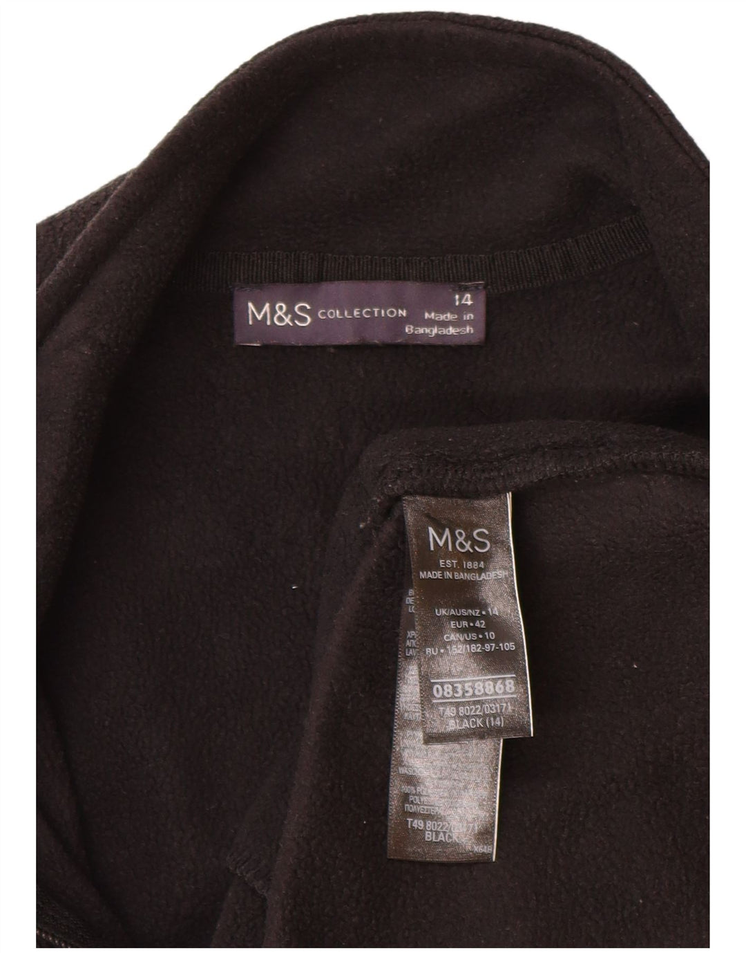 Jaqueta de lã feminina Marks & Spencer Reino Unido 14 grande poliéster preto