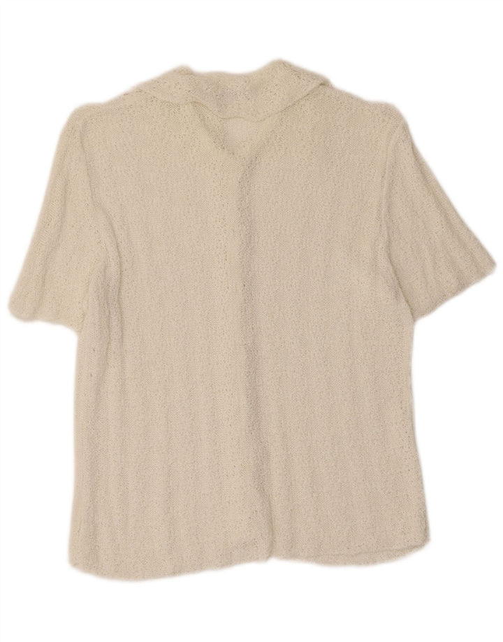 Blusa feminina de manga curta Marks & Spencer UK 12 médio off white