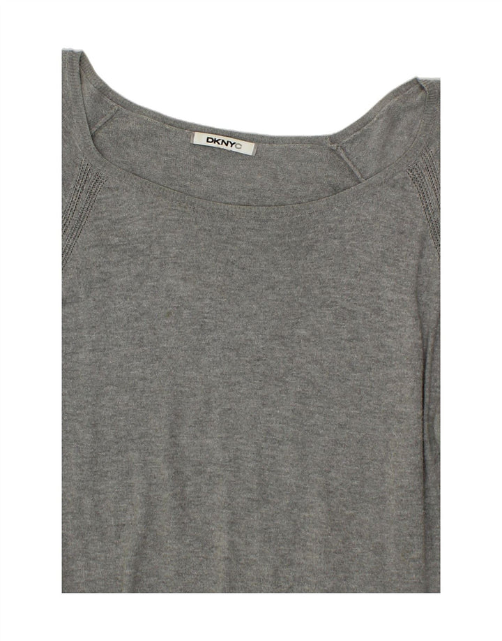 DKNY Womens Boat Neck Jumper Sweater UK 18 XL Grey Cotton Vintage Dkny and Second-Hand Dkny from Messina Hembry 