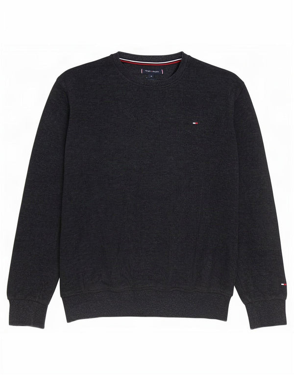 Tommy Hilfiger Suéter masculino com gola redonda XL algodão cinza