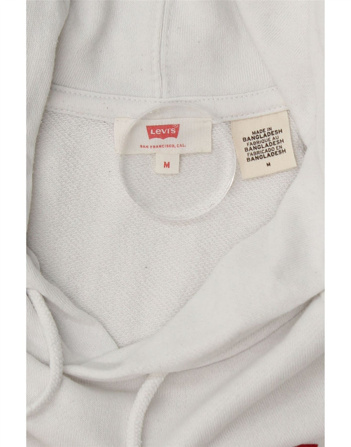 LEVI'S Womens Graphic Hoodie Jumper UK 14 Medium White