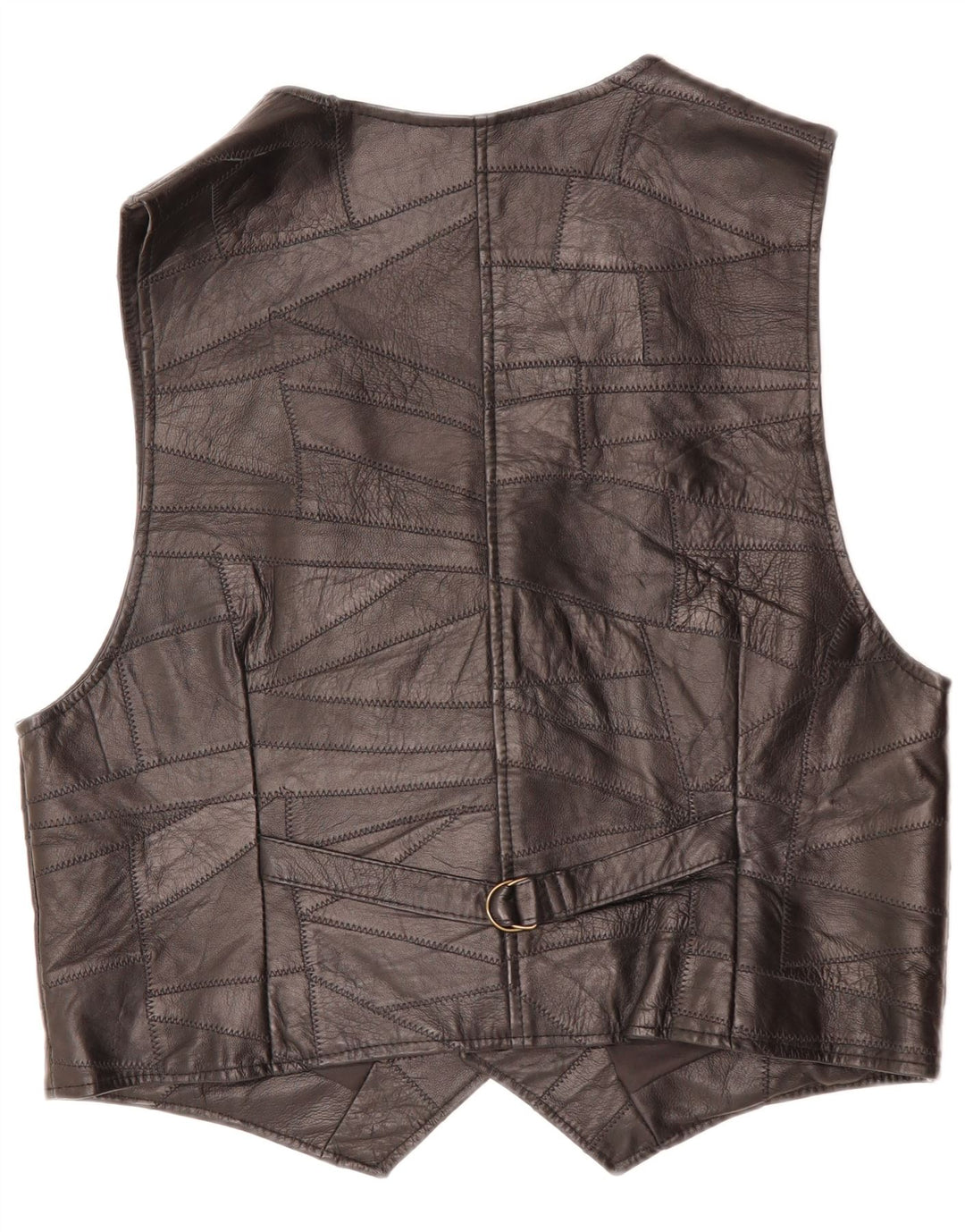 Colete de couro masculino VINTAGE médio preto