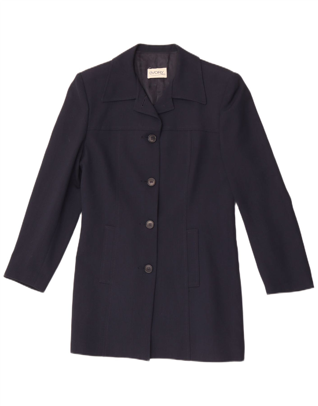 Terno feminino vintage de 4 botões e 2 peças IT 44 médio W26 L28 azul marinho