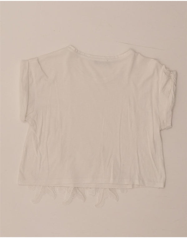 Blusa feminina Zara Top UK 12 médio branco floral