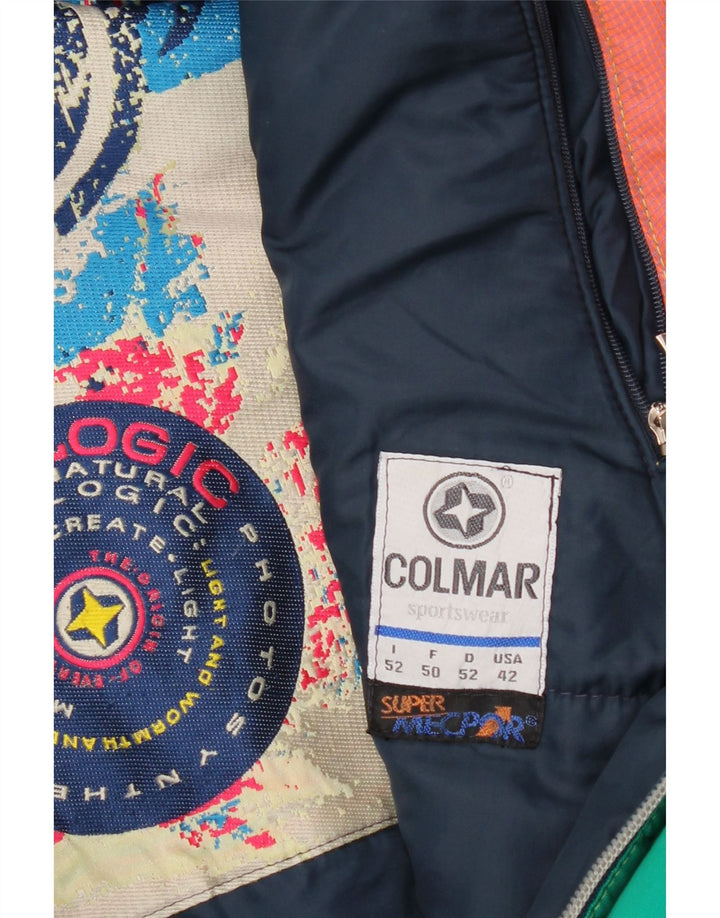 Jaqueta de esqui masculina com capuz Colmar IT 52 grande bloco colorido verde