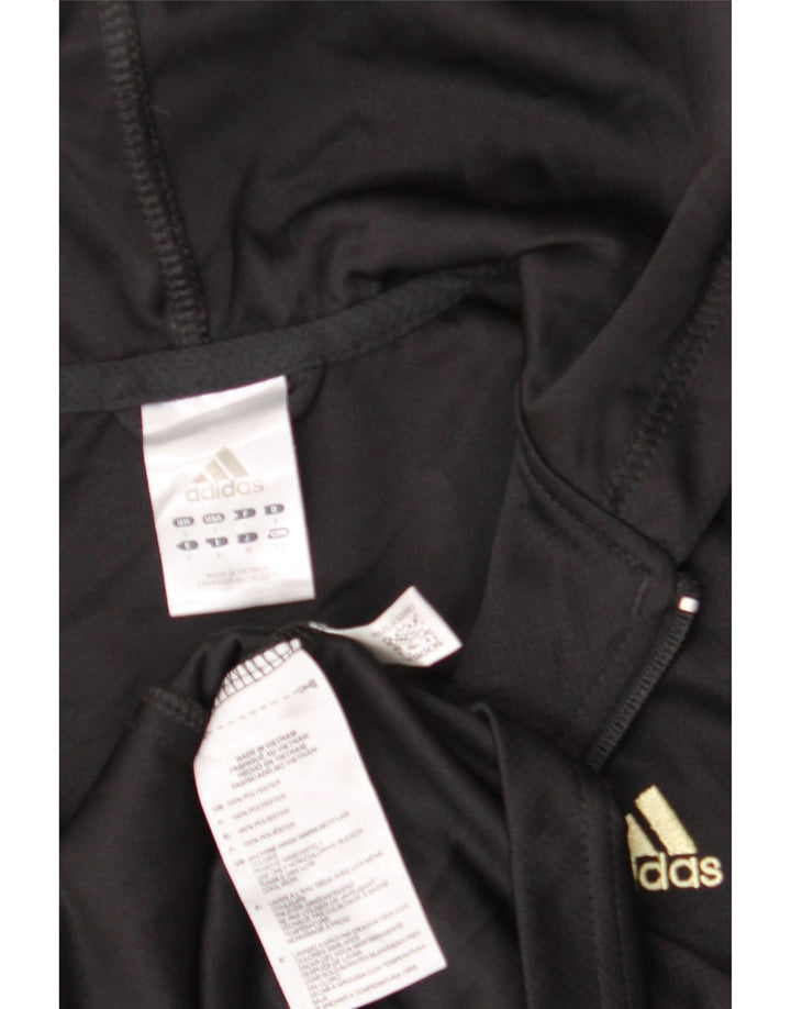 Adidas Womens Hooded Tracksuit Top Jacket UK 8 Pequeno Poliéster Preto