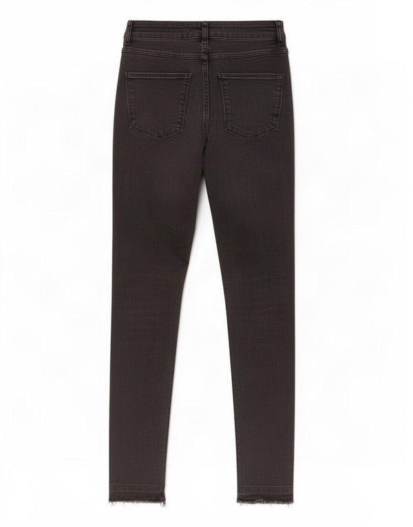 Zara Jeans skinny feminino de cintura alta UE 38 pequeno W28 L27 algodão preto